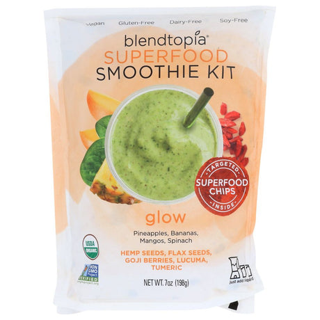 BLENDTOPIA: Glow Organic Superfood Smoothie Kit, 7oz - #tag1# - #tag2#