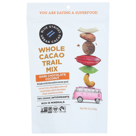 BLUE STRIPES: Trail Mix Whole Cacao, 8 OZ - #tag1# - #tag2#