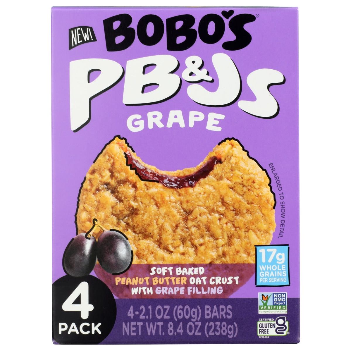 BOBOS OAT BARS: Grape Jam PBJS 4 Pack Bars, 8.4 oz - #tag1# - #tag2#
