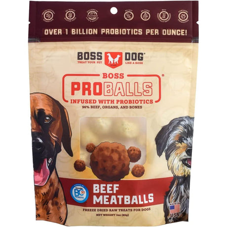 BOSS DOG BRAND INC: Proballs Beef Meatball Freeze Dried Raw Dog Treat, 3 oz - #tag1# - #tag2#