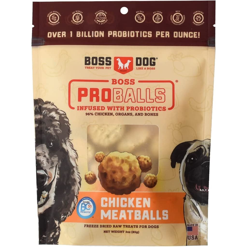BOSS DOG BRAND INC: Proballs Chicken Meatball Freeze Dried Raw Dog Treat, 3 oz - #tag1# - #tag2#