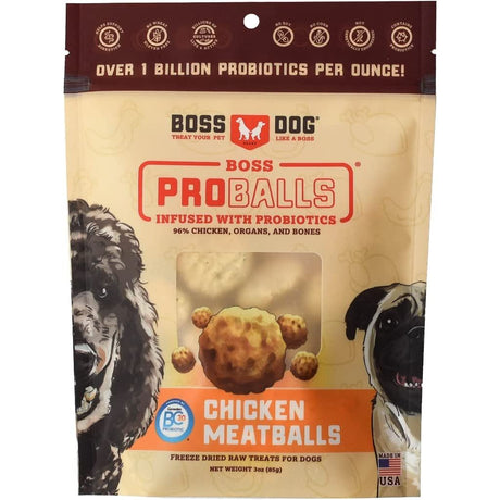 BOSS DOG BRAND INC: Proballs Chicken Meatball Freeze Dried Raw Dog Treat, 3 oz - #tag1# - #tag2#