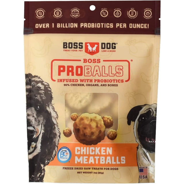 BOSS DOG BRAND INC: Proballs Chicken Meatball Freeze Dried Raw Dog Treat, 3 oz - #tag1# - #tag2#