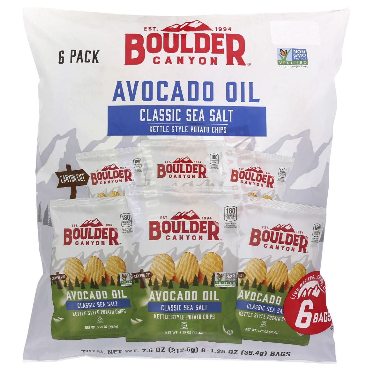 BOULDER CANYON: Avocado Oil Classic Sea Salt Chips 6Pk, 7.5 oz - #tag1# - #tag2#