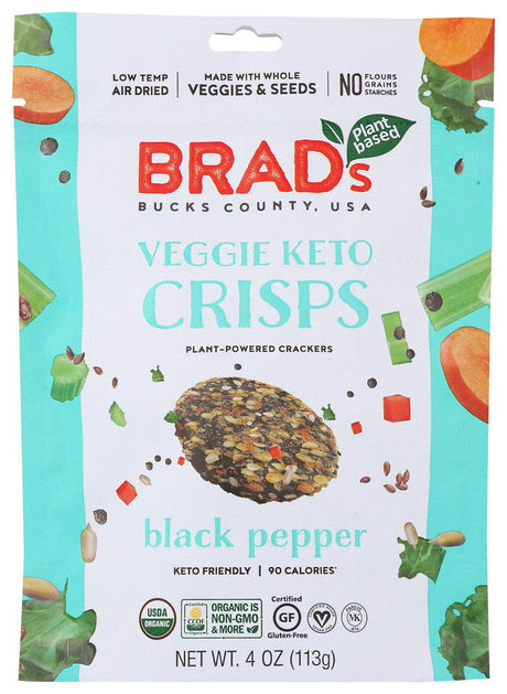 BRADS PLANT BASED: Black Pepper Veggie Keto Crisps, 4 oz - #tag1# - #tag2#