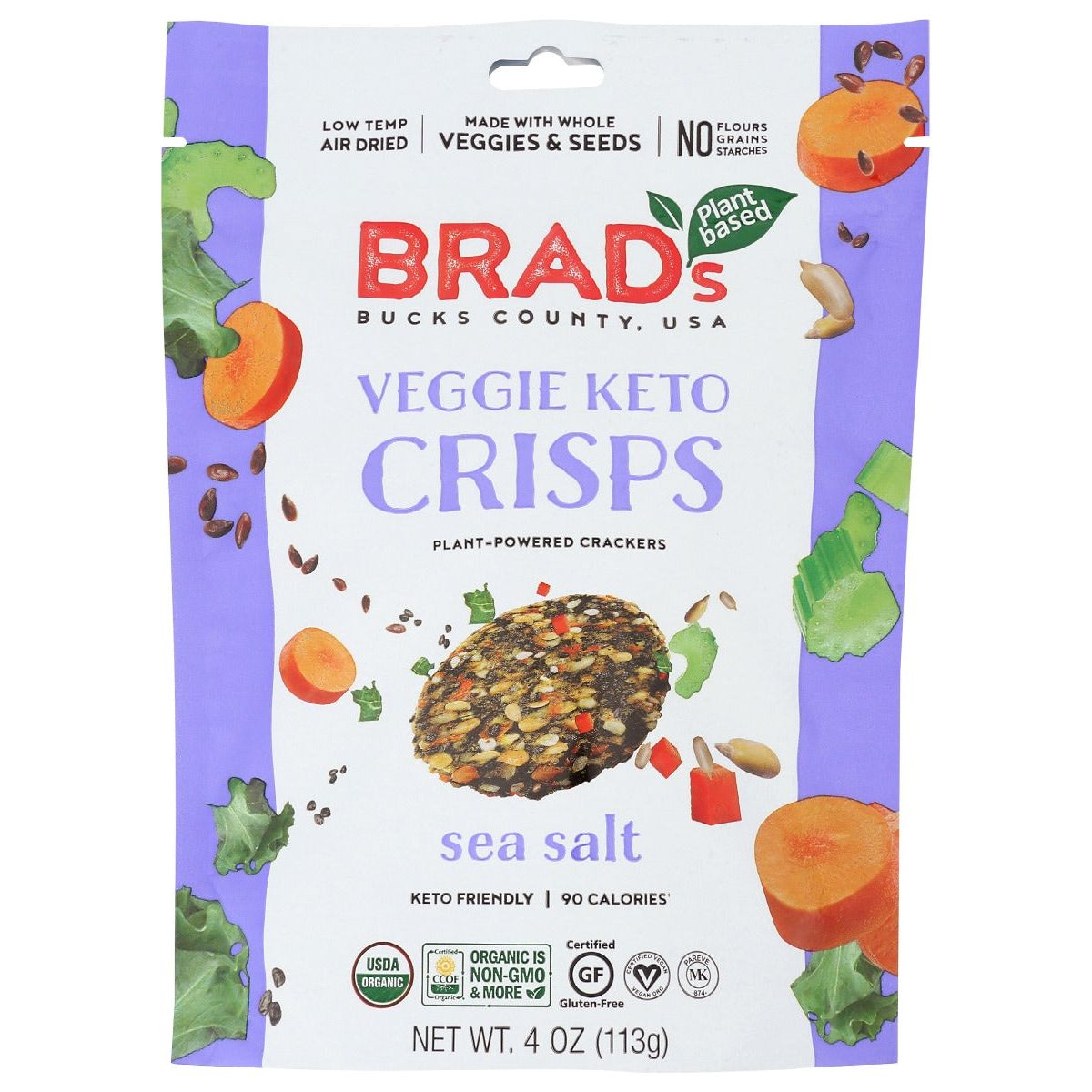BRADS PLANT BASED: Sea Salt Veggie Keto Crisps, 4 oz - #tag1# - #tag2#
