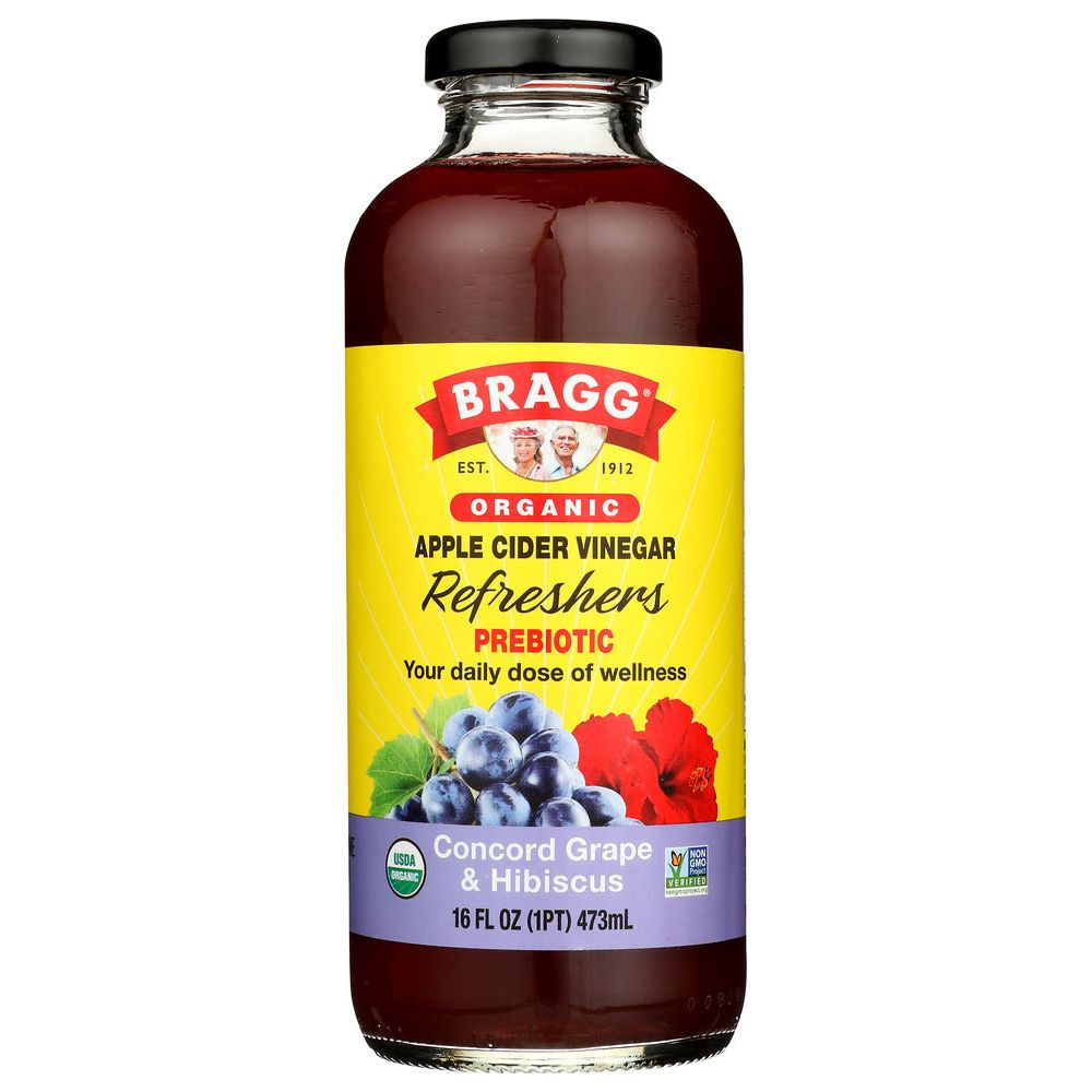 BRAGG: Organic Concord Grape & Hibiscus Apple Cider Vinegar Refreshers, 16 oz - #tag1# - #tag2#