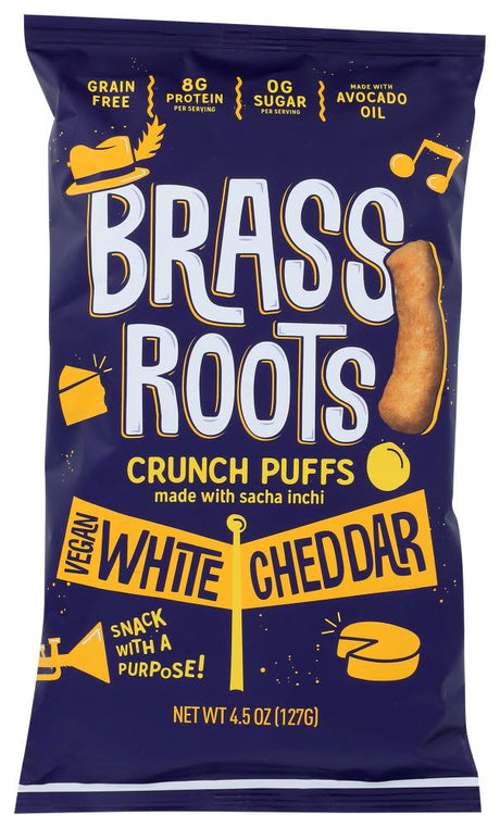 BRASS ROOTS: White Cheddar Crunch Puffs, 4.5 oz - #tag1# - #tag2#