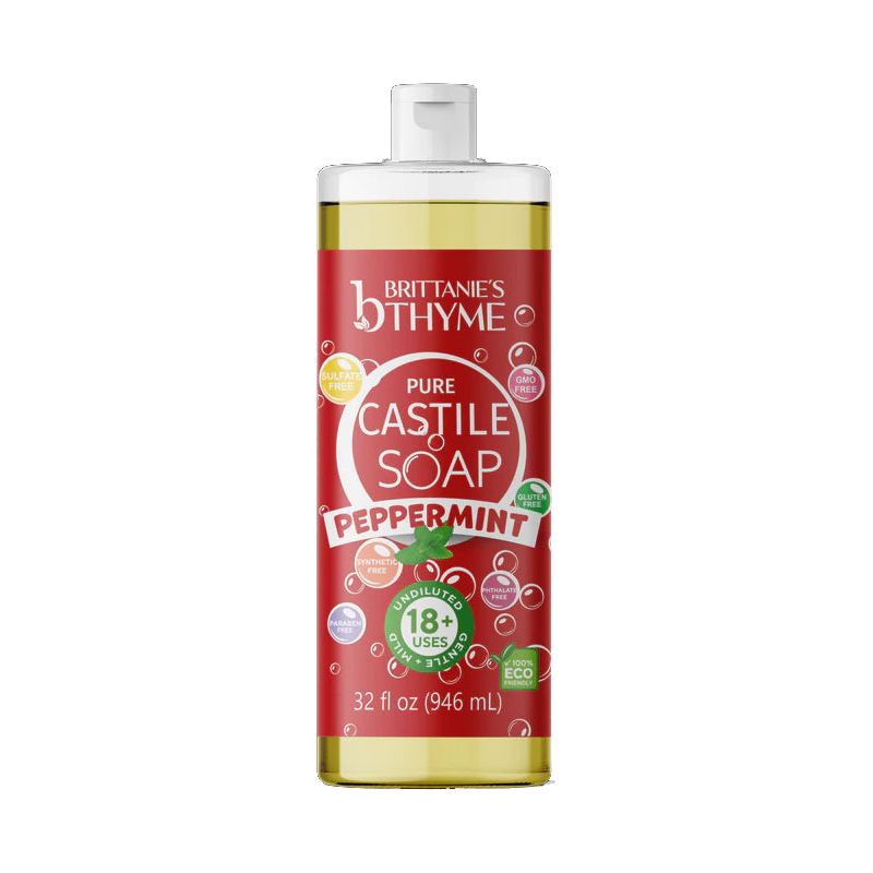 BRITTANIES THYME: Peppermint Pure Castile Liquid Soap, 32 fo - #tag1# - #tag2#