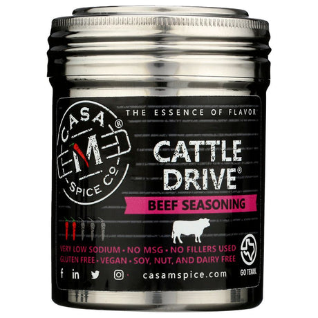 CASA M SPICE: Cattle Drive Beef Seasoning Stainless Shaker, 5 oz - #tag1# - #tag2#