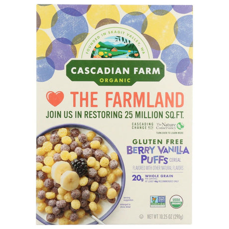 CASCADIAN FARM: Berry Vanilla Puffs Cereal, 10.25 oz - Sunshine Co Op. - #tag1# - #tag2# - #tag3# - #tag4#