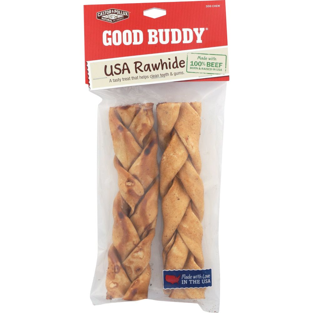CASTOR & POLLUX: Good Buddy Braided Dog Chew Sticks Rawhide 7-8 Inches, 2 pc - #tag1# - #tag2#