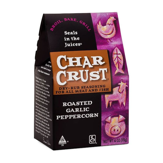 CHAR CRUST: Roasted Garlic Peppercorn Rub Seasoning, 4 oz - #tag1# - #tag2#