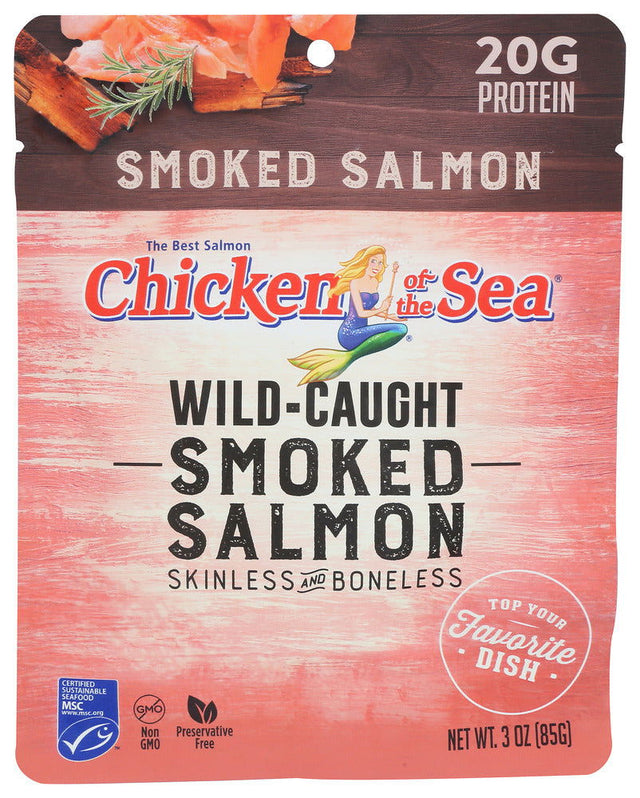 CHICKEN OF THE SEA: Salmon Wild Smoked Pouch, 3 oz - #tag1# - #tag2#