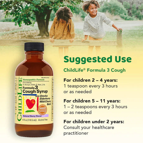 CHILDLIFE ESSENTIALS Formula 3 Kids Cough Syrup 4OZ - #tag1# - #tag2#