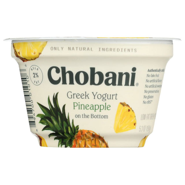 CHOBANI: Low-Fat Greek Yogurt Pineapple on the Bottom, 5.3 oz - #tag1# - #tag2#