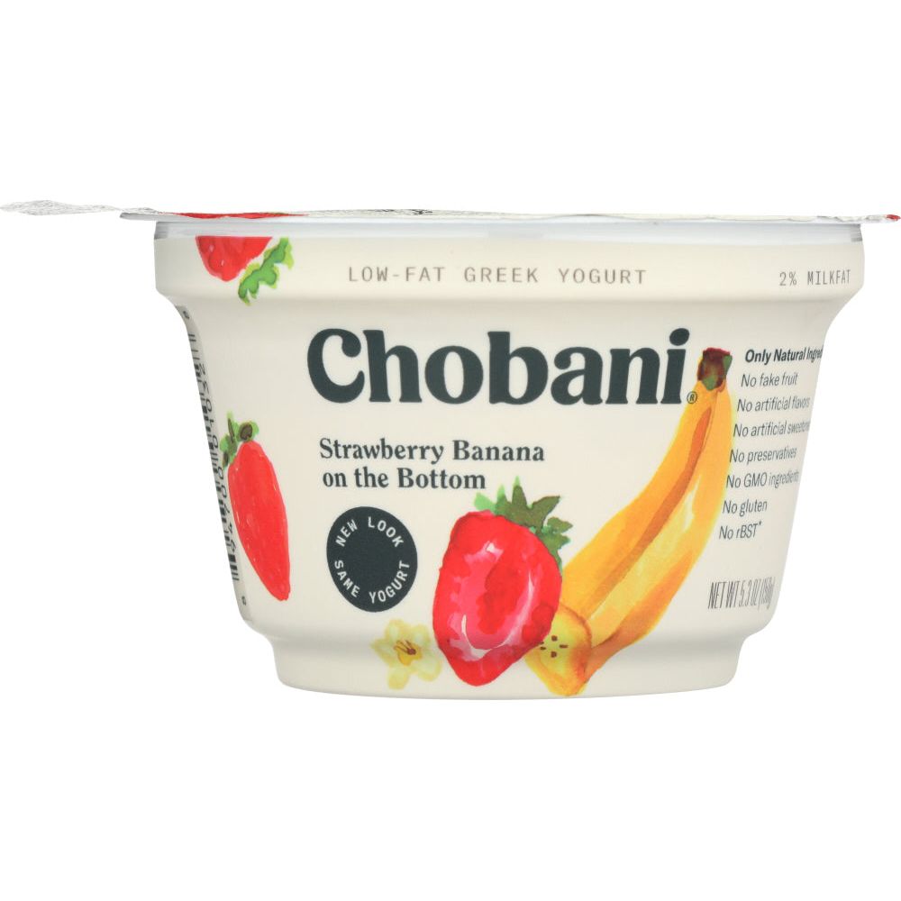 CHOBANI: Low-Fat Greek Yogurt Strawberry Banana on the Bottom, 5.3 oz - #tag1# - #tag2#