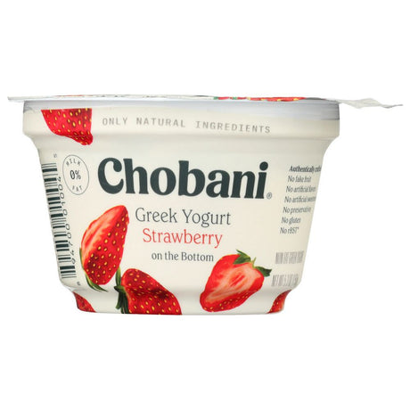 CHOBANI: Non-Fat Greek Yogurt Strawberry on the Bottom, 5.3 oz - #tag1# - #tag2#