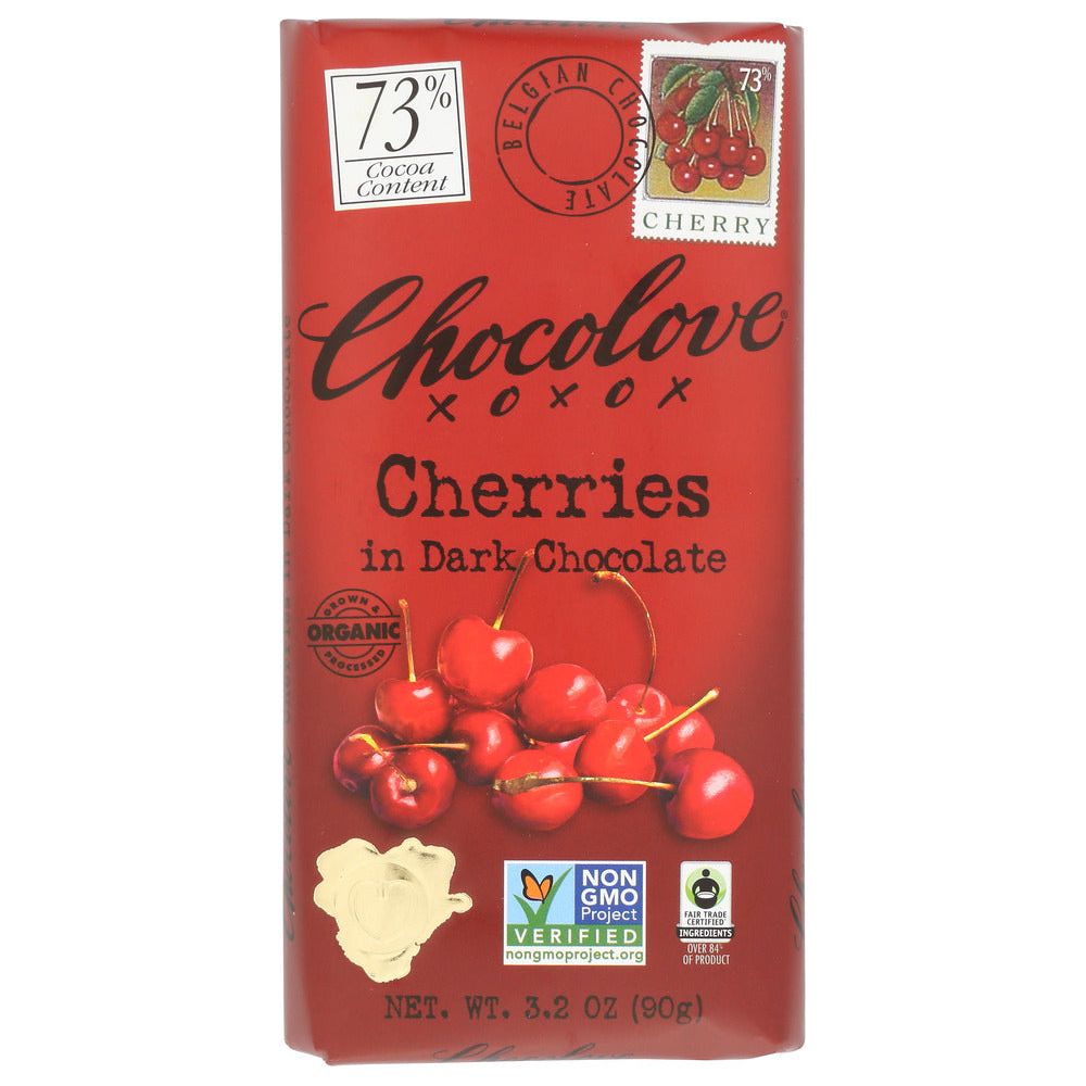 CHOCOLOVE: Cherries Dark Chocolate Bar, 3.2 oz - #tag1# - #tag2#