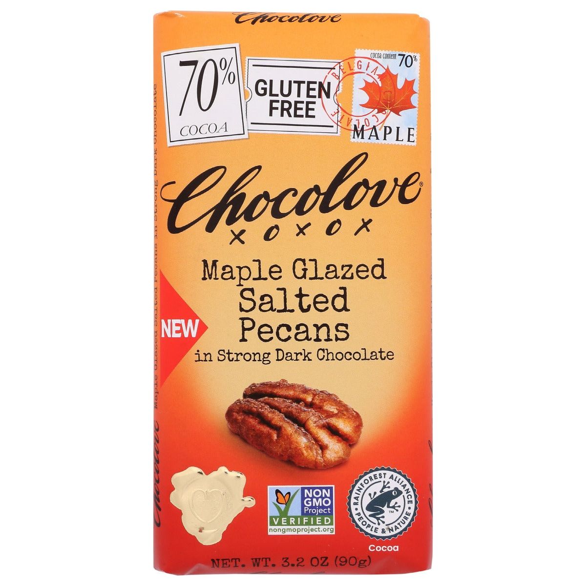 CHOCOLOVE: Maple Glazed Salted Pecans In Strong Dark Chocolate, 3.2 oz - #tag1# - #tag2#