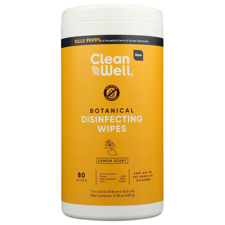 CLEANWELL: Wipes Disinfecting Lemon, 80 pc - #tag1# - #tag2#