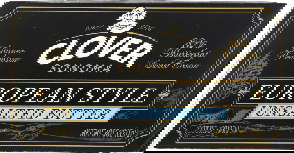 CLOVER SONOMA: European Style Unsalted Butter, 0.5 lb - #tag1# - #tag2#