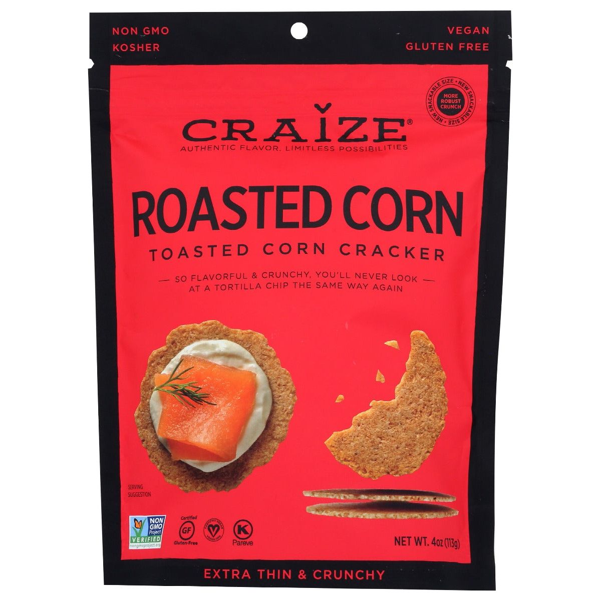 CRAIZE: Roasted Corn Crackers, 4 oz - #tag1# - #tag2#