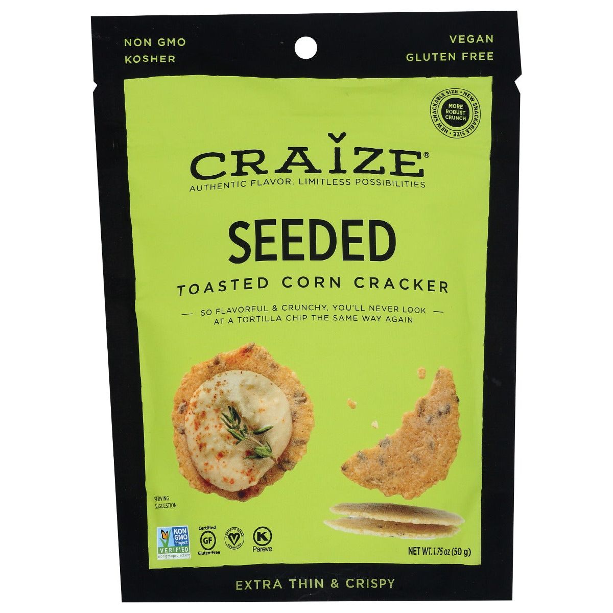 CRAIZE: Seeded Toasted Corn Cracker, 1.75 oz - #tag1# - #tag2#
