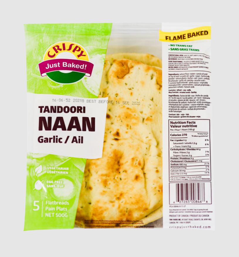 CRISPY JUST BAKED: Naan Tandoori Garlic, 1.102 lb - #tag1# - #tag2#