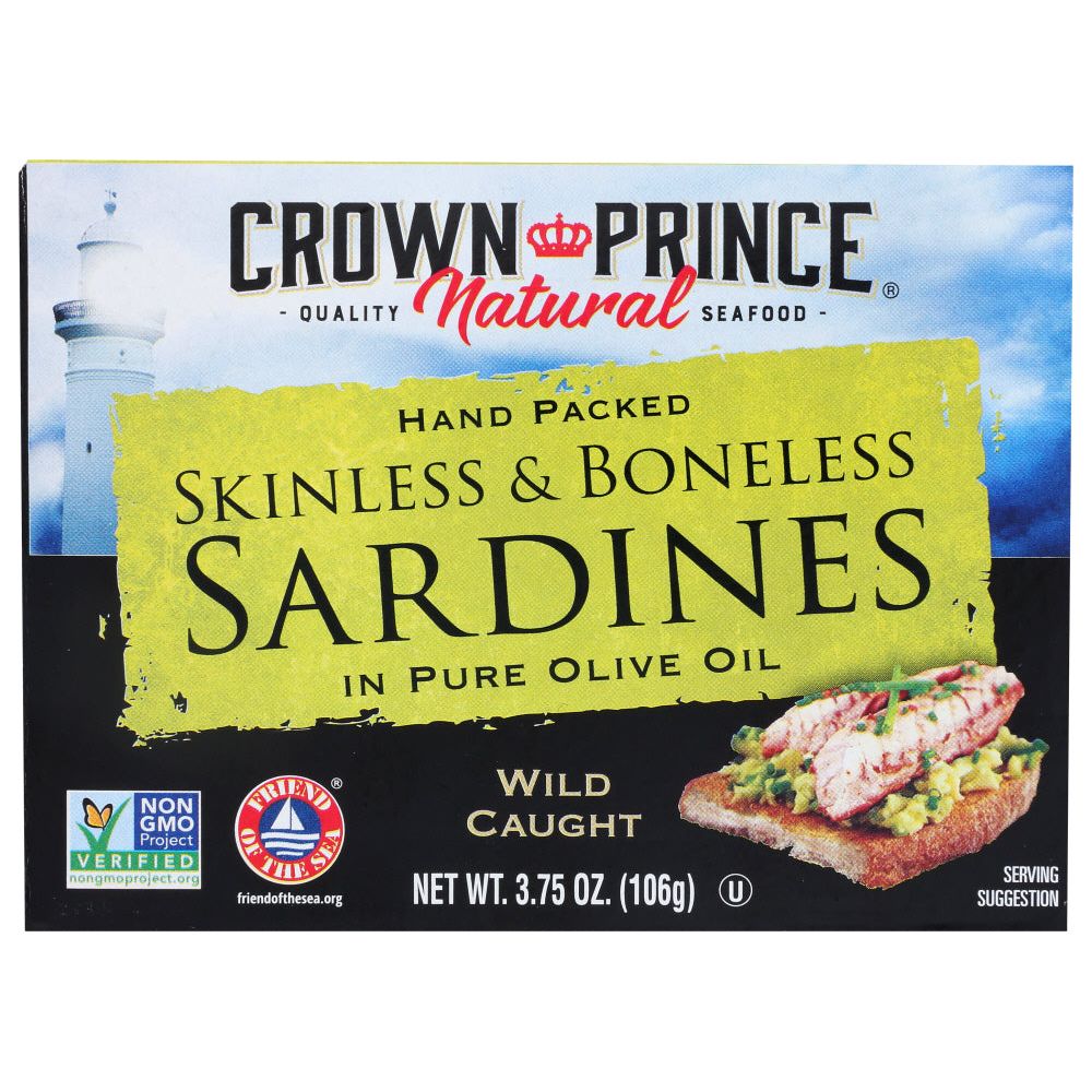 CROWN PRINCE: Skinless & Boneless Sardines in Olive Oil, 3.75 oz - #tag1# - #tag2#