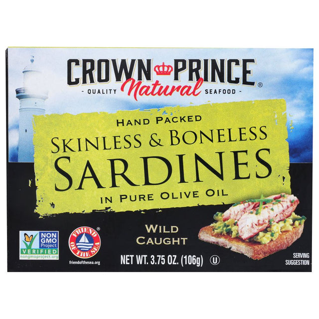 CROWN PRINCE: Skinless & Boneless Sardines in Olive Oil, 3.75 oz - #tag1# - #tag2#