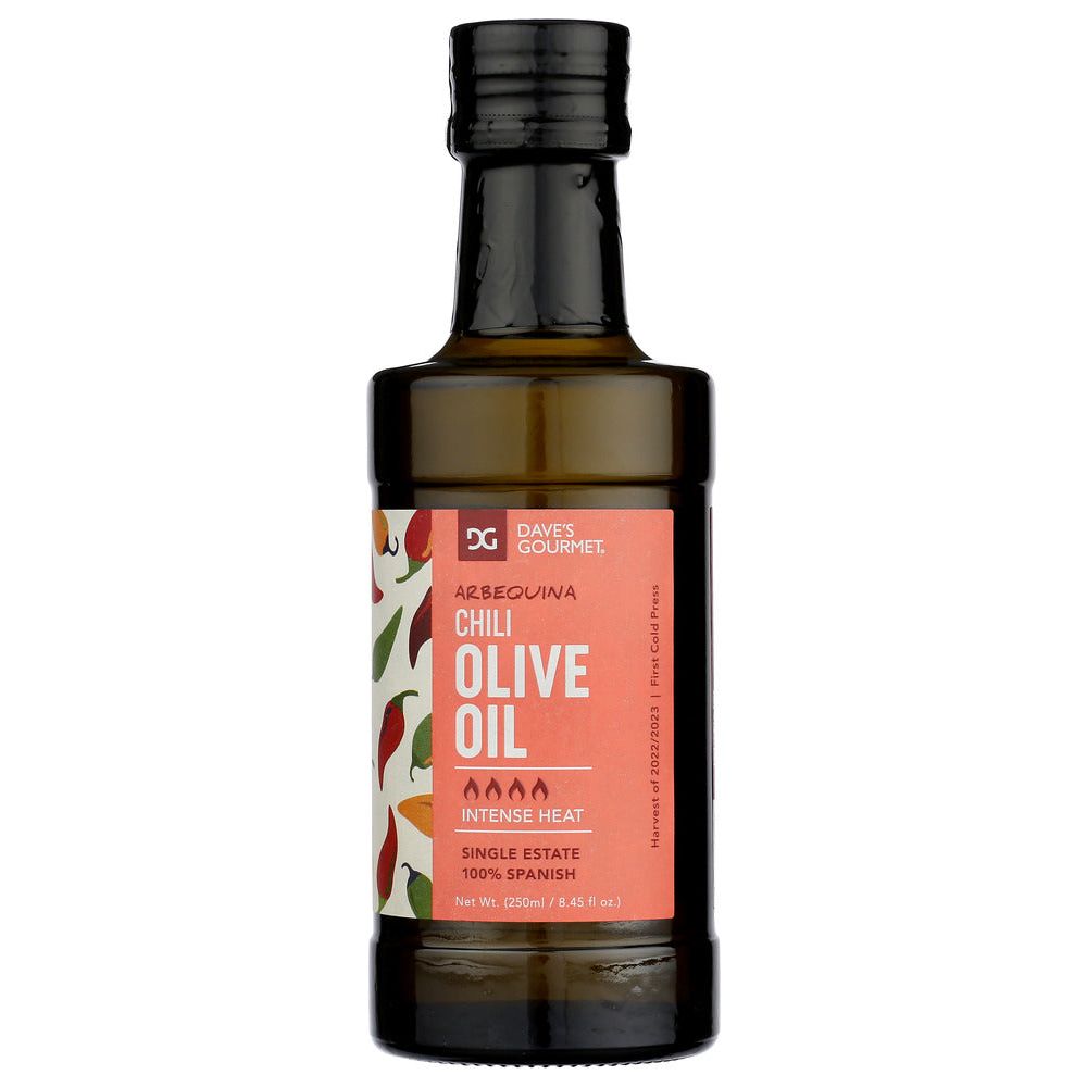 DAVES GOURMET: Arbequina Chili Olive Oil Intense Heat, 250 ml - #tag1# - #tag2#