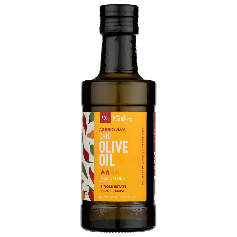 DAVES GOURMET: Arbequina Chili Olive Oil Medium Heat, 250 ml - #tag1# - #tag2#
