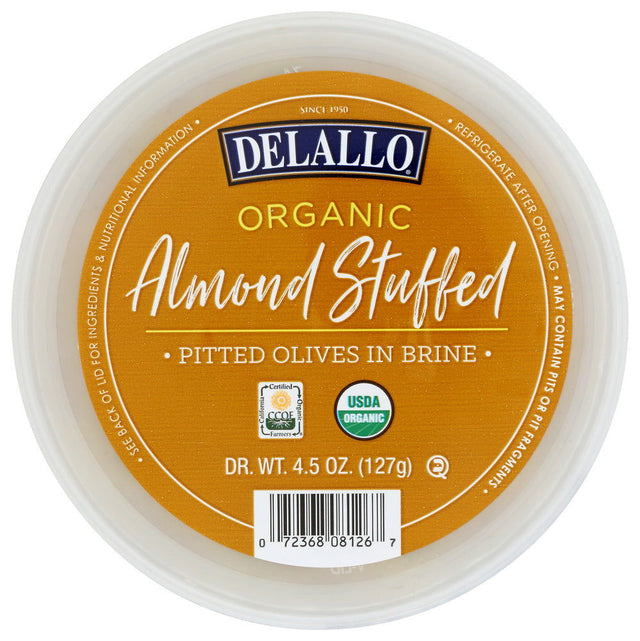 DELALLO: Organic Almond Stuff Pitted Olives In Brine, 4.5 oz - #tag1# - #tag2#