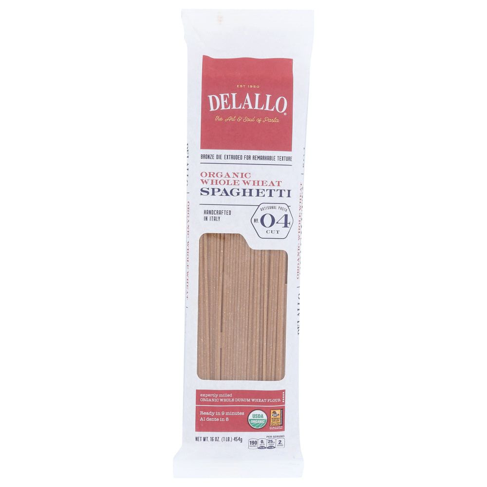 DELALLO: Organic Spaghetti Pasta Whole Wheat No.4, 16 oz - #tag1# - #tag2#