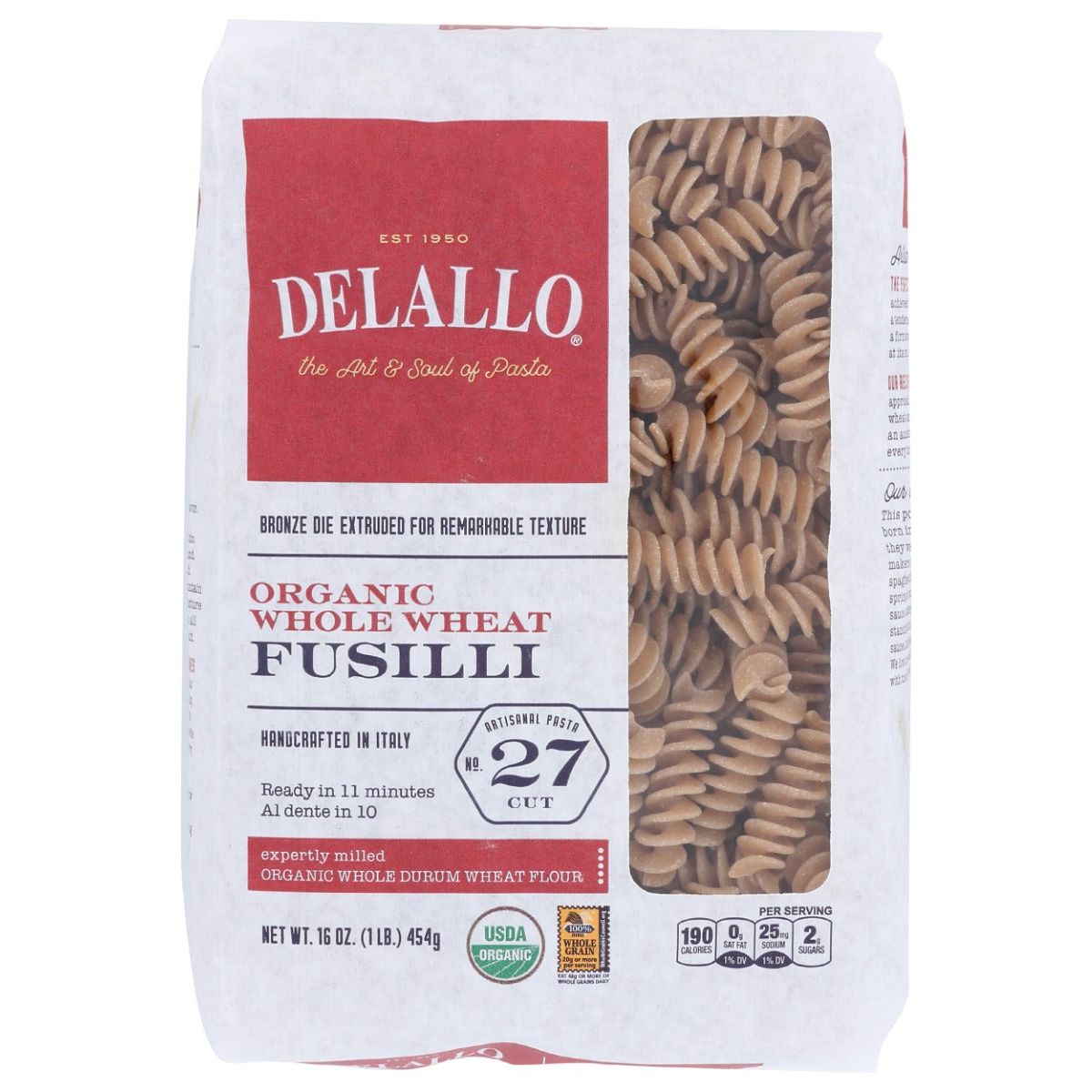 DELALLO: Organic Whole Wheat Fusilli Pasta No.27, 16 oz - #tag1# - #tag2#