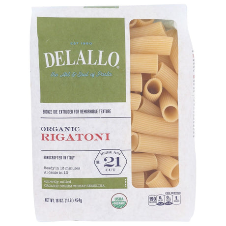 DELALLO: Pasta Semolina Rigatoni Org, 16 oz - #tag1# - #tag2#