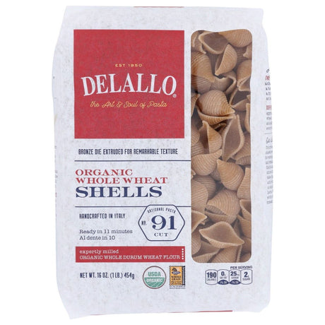 DELALLO: Whole Wheat Pasta Shells, 16 oz - Sunshine Co Op. - #tag1# - #tag2# - #tag3# - #tag4#