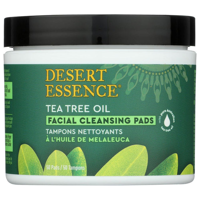 DESERT ESSENCE: Natural Tea Tree Oil Facial Cleansing Pads Original, 50 pc - #tag1# - #tag2#