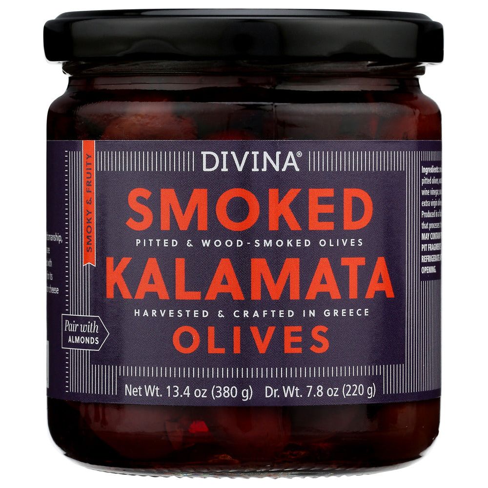 DIVINA: Olives Smoked Kalamata, 7.8 OZ - #tag1# - #tag2#