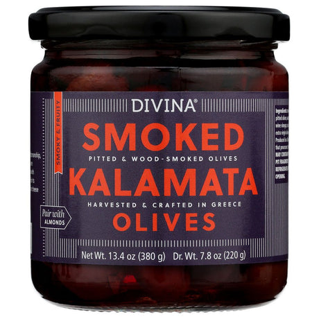 DIVINA: Olives Smoked Kalamata, 7.8 OZ - #tag1# - #tag2#