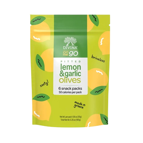 DIVINA: On The Go Pitted Lemon and Garlic Olives, 6.3 oz - #tag1# - #tag2#