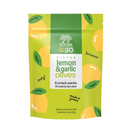 DIVINA: On The Go Pitted Lemon and Garlic Olives, 6.3 oz - #tag1# - #tag2#