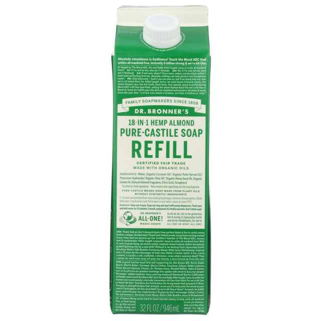 DR. BRONNER'S: Soap Refill Almond Pure, 32 fo - #tag1# - #tag2#