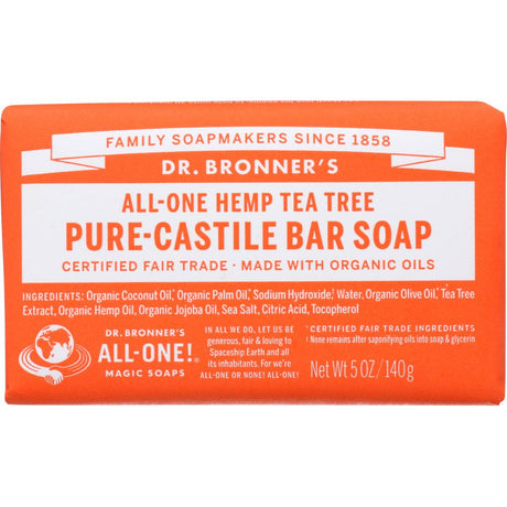 DR BRONNER'S: All-One Hemp Tea Tree Pure-Castile Bar Soap, 5 oz - #tag1# - #tag2#