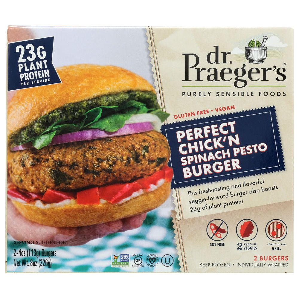 DR PRAEGER: Perfect Chickn Spinach Pesto Burger, 8 oz - #tag1# - #tag2#