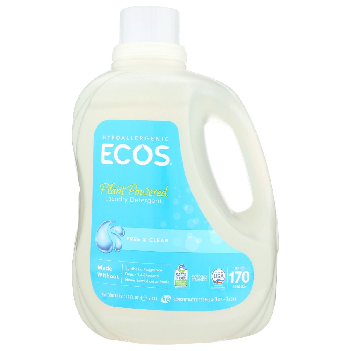 EARTH FRIENDLY: Hypoallergenic Laundry Detergent Free and Clear, 170 oz - #tag1# - #tag2#