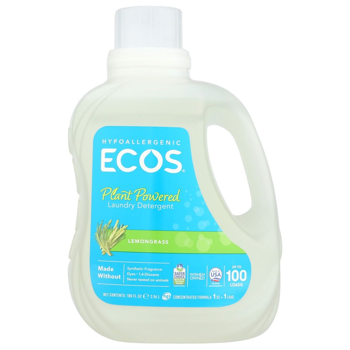 ECOS: Hypoallergenic Laundry Detergent Lemongrass, 100 oz - #tag1# - #tag2#