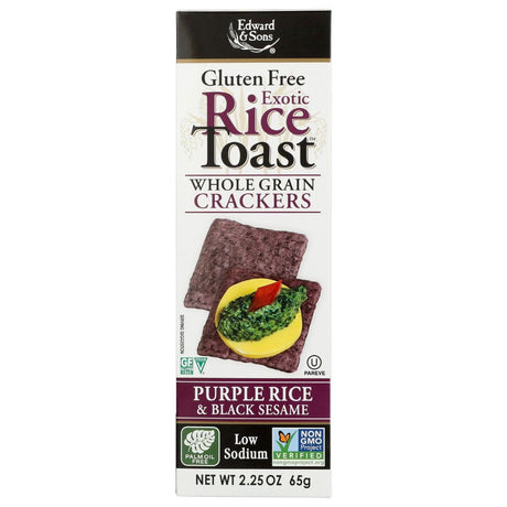 EDWARD & SONS: Purple Rice And Black Sesame Exotic Rice Toast, 2.25 oz - Sunshine Co Op. - #tag1# - #tag2# - #tag3# - #tag4#