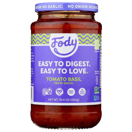 FODY FOOD CO: Tomato & Basil Pasta Sauce, 19.4 oz - Sunshine Co Op. - #tag1# - #tag2# - #tag3# - #tag4#